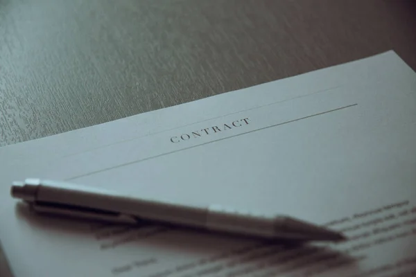 Ballpoint Pen Top Contract Concept Binding Document — Stock Fotó