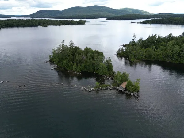 Islands Squam Lake Overhead Drone Summer — Stock Photo, Image