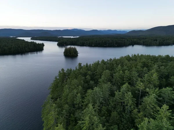 Ostrovy Squam Lake Nad Hlavou Drone Během Léta — Stock fotografie