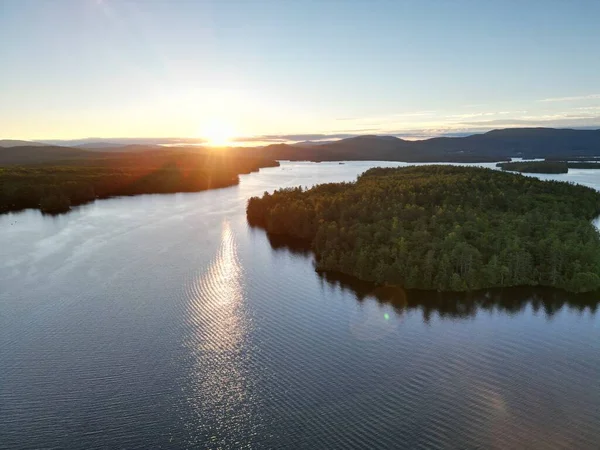 Ostrovy Squam Lake Nad Hlavou Drone Během Léta — Stock fotografie