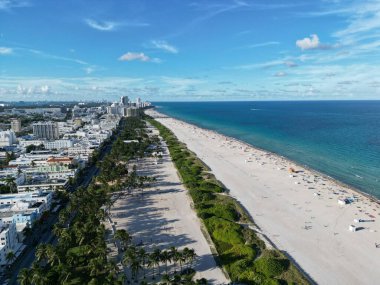 Günbatımında Güney Sahili, Miami Florida insansız hava aracı görüntüsü