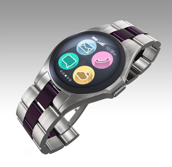 Luxus Smart-Armbanduhr isoliert auf grauem Hintergrund — Stockfoto