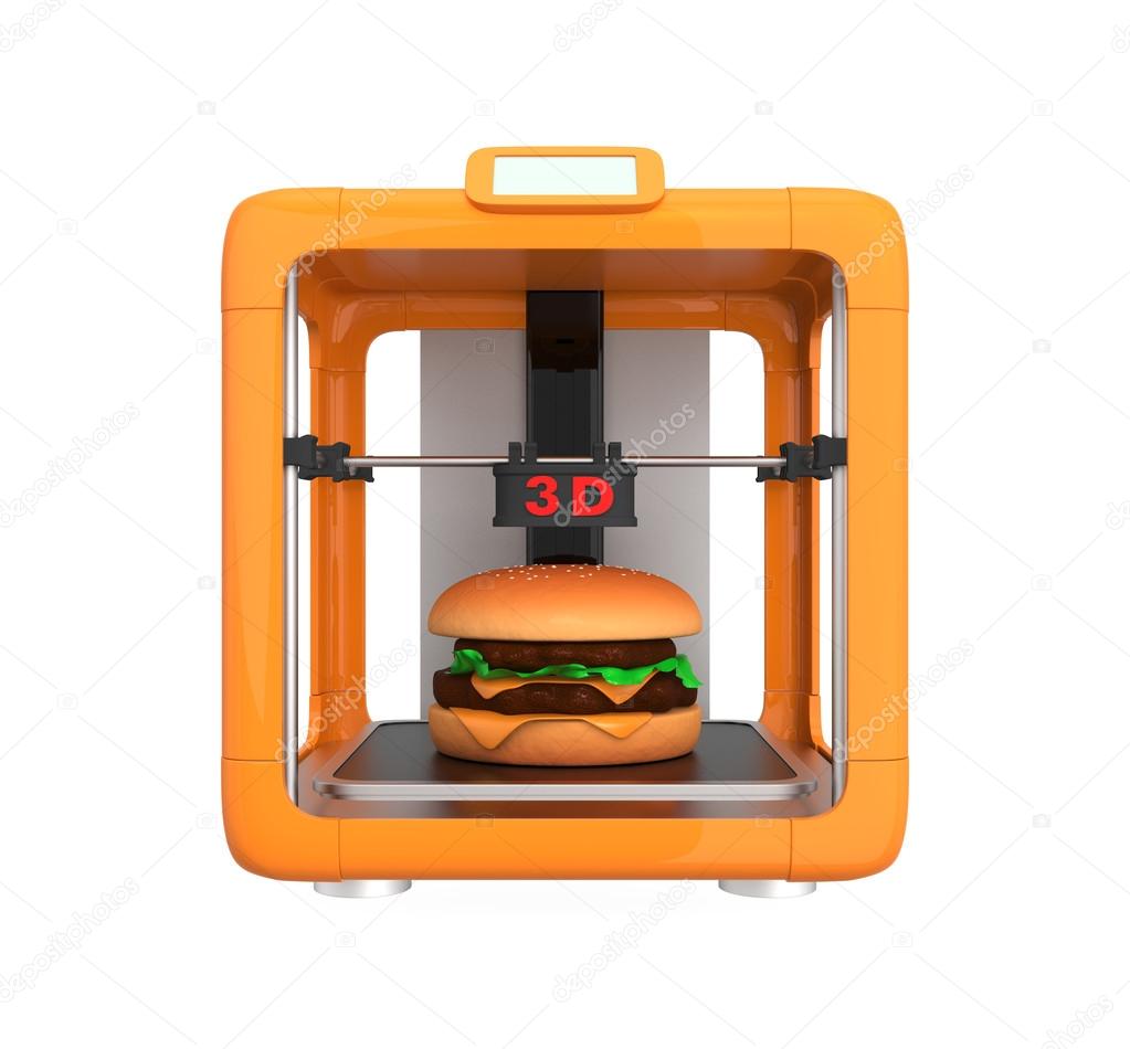 3D printer printing food like hamburger