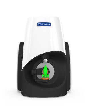 Compact personal 3D scanner on white clipart