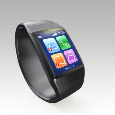 izole gri arka plan üzerinde siyah smart izle