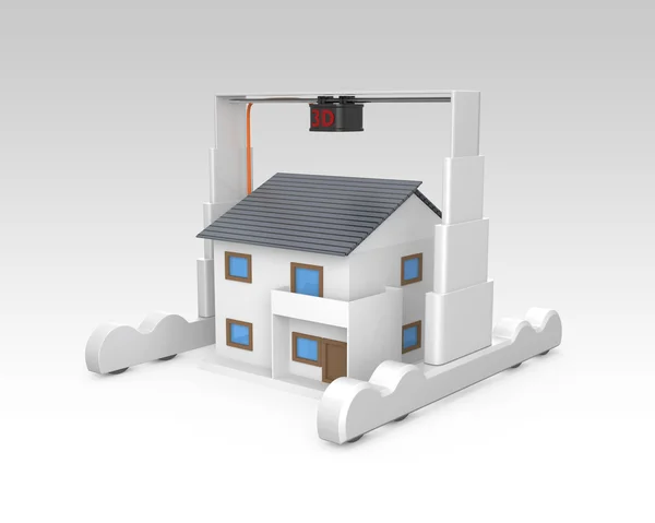 Riesiger industrieller 3D-Drucker baut ein Haus — Stockfoto