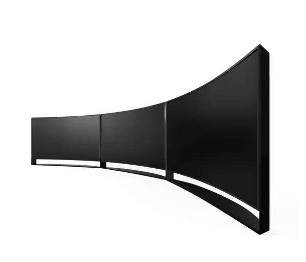 4K curved television wall on white — Stock Photo, Image