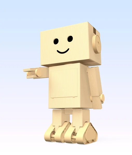 Cute cardboard robot on gradient background — Stock Photo, Image