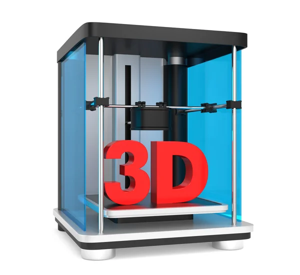 Beyaz izole kırmızı düz metin ile 3D printerlere harcama maddeler — Stok fotoğraf