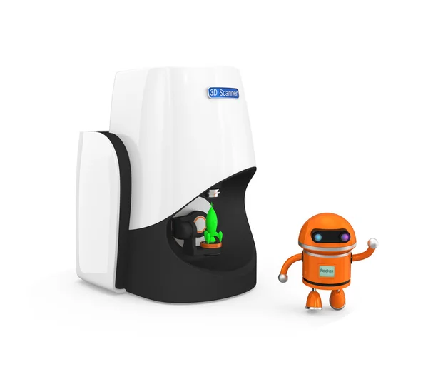 Compact personal 3D scanner with toy robot — Stock Photo, Image
