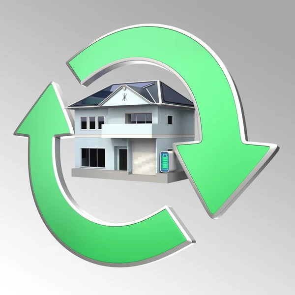 Energy efficient house with eco cycle — Stock Photo, Image