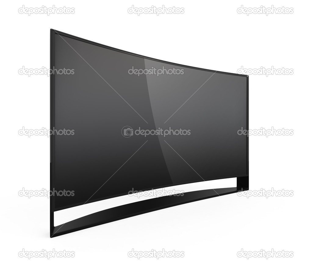 4K curved television on white