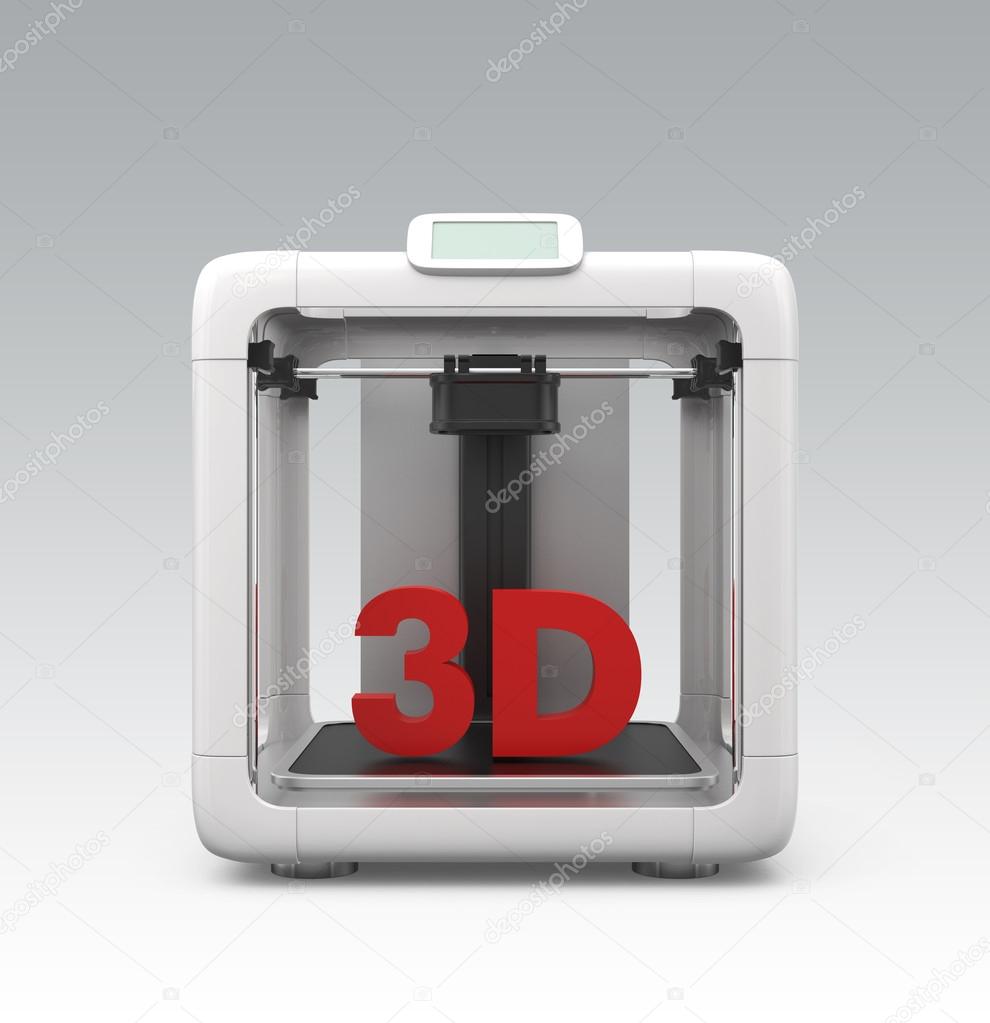 Compact personal 3D printer on gradient background