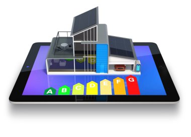 Eko ev tablet ekranda görüntüleme, enerji etkin grafikle gösterme