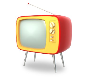 retro tv beyaz zemin üzerine izole kırpma yolu kullanılabilir