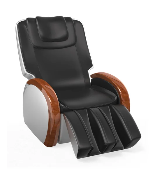 Black leather reclining massage chair with clipping path, original design — Stock Photo, Image