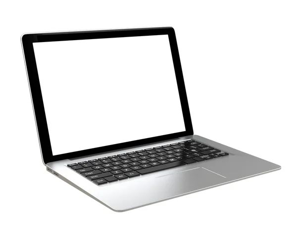 A silver ultra slim laptop computer with blank space — Stock Photo, Image