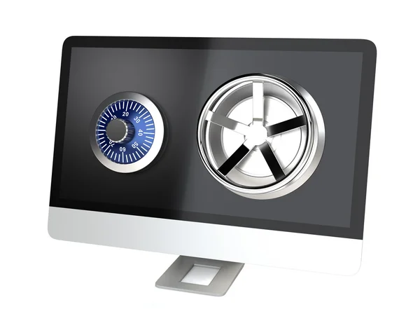 Desktop computer network security concept — Stock Photo, Image