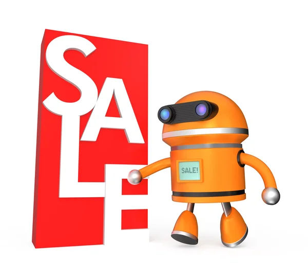 Robot running to sale promotion market — Stock Photo, Image