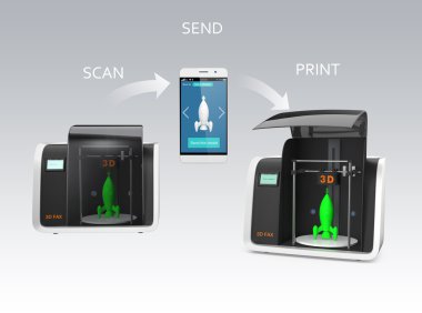 3D fax concept clipart