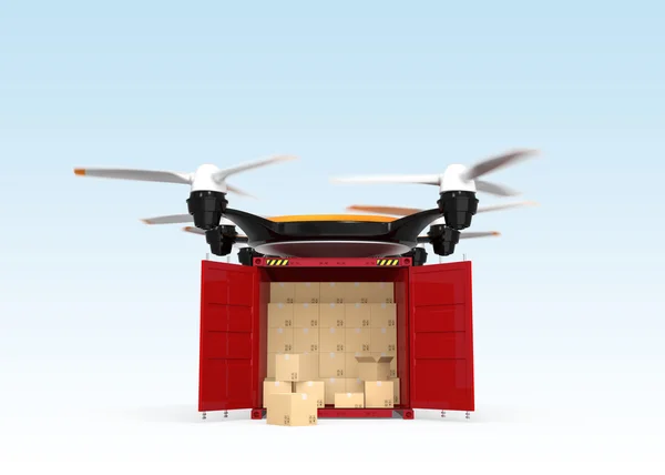 Lucht drone vervoeren vracht container — Stockfoto