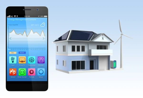 Smartphone with home automation app — Stock Photo, Image