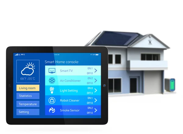 Tablet PC with home automation app — Stock Photo, Image