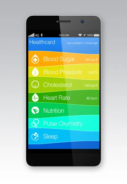 Gezondheid en fitness informatie app voor slimme telefoon — Stockfoto