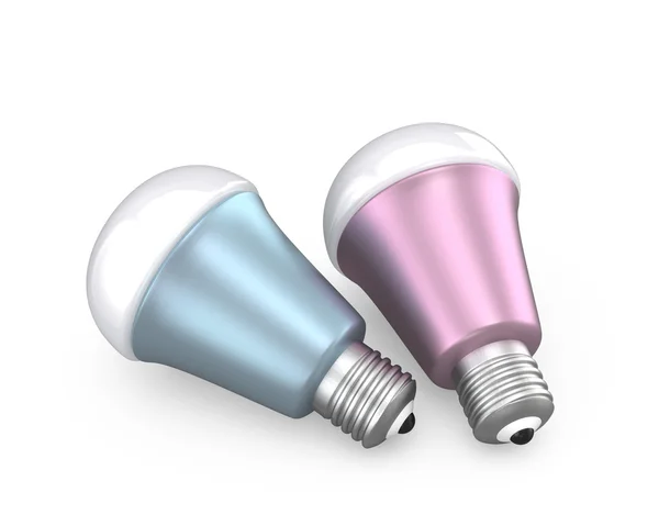 Energieffektiva led-lampor arrangerade i linje — Stockfoto