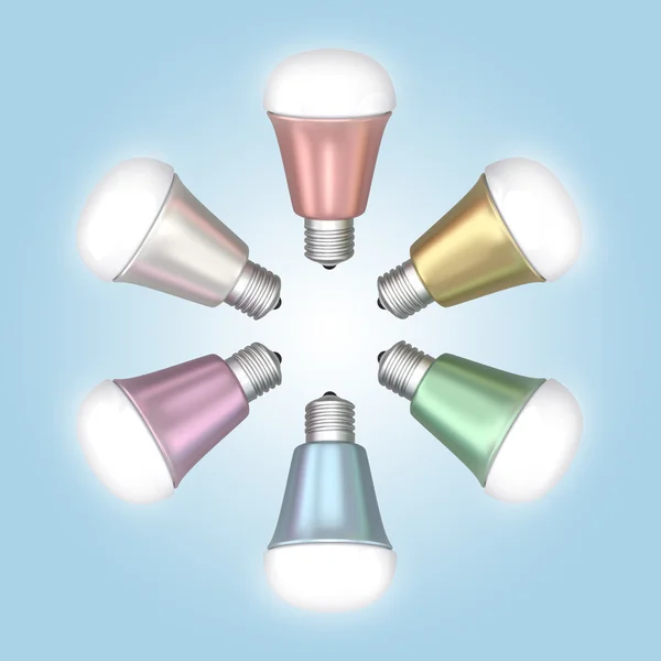 Energy efficient LED light bulbs arranged in star shape — Stock Photo, Image