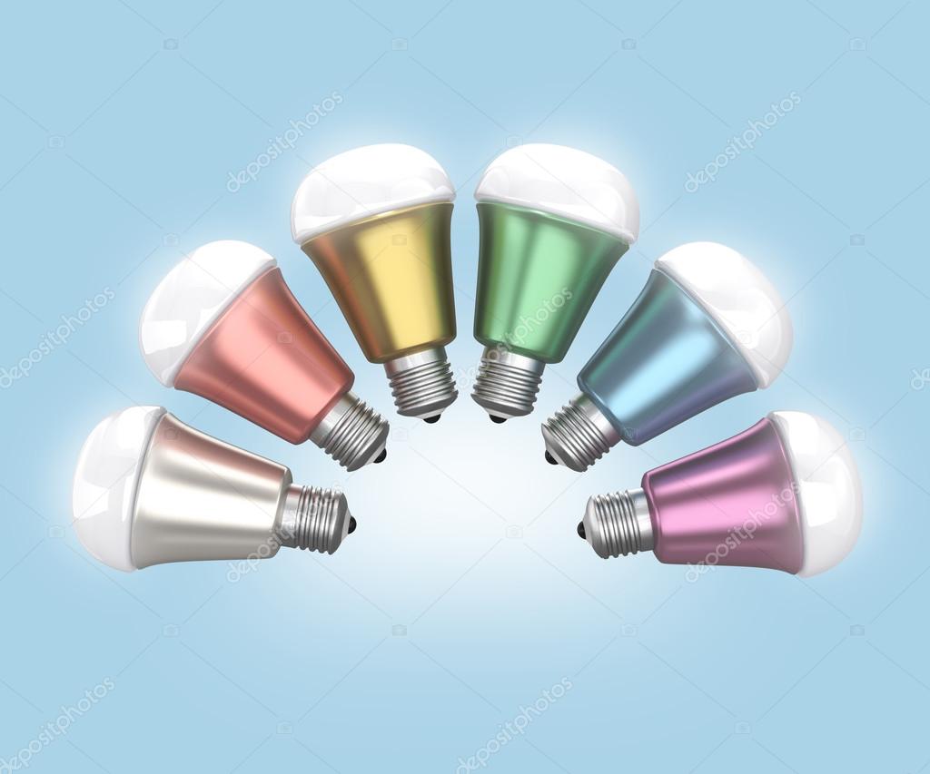 Energy efficient LED light bulbs arranged in fan shape
