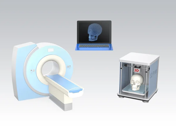 CT scanner e impressora 3D para conceito de engenharia de tecidos — Fotografia de Stock