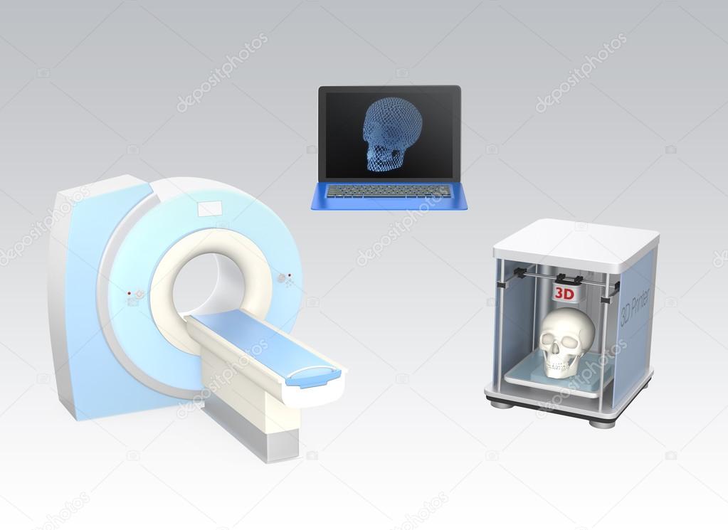 CT scanner and 3D printer for tissue engineering concept