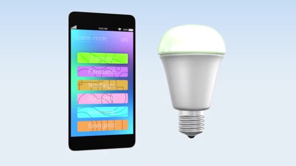 Smartphone app controlling LED lighting to change color — Stock Video