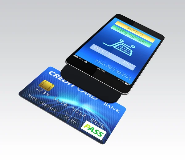 Credit card and smartphone isolated on white background — Stock Photo, Image