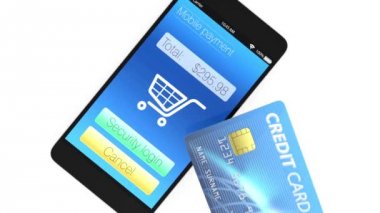 akıllı telefon ve kredi kartları. Mobil ödeme kavramı