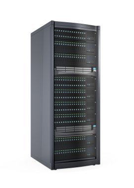 Single blade server rack isolated on white background. clipart