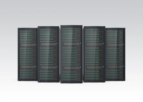 Zeilen des Blade Servers isoliert auf weißem Hintergrund — Stockfoto