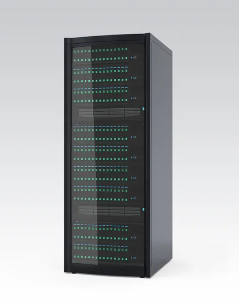 Single blade server rek geïsoleerd op grijze achtergrond. — Stockfoto