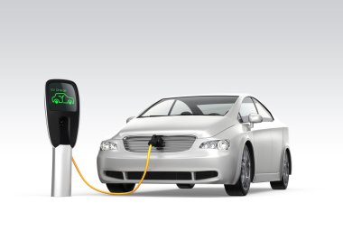 Şarj istasyonunda elektrikli araba.