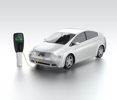 Şarj istasyonunda elektrikli araba.