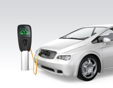 Şarj istasyonunda elektrikli araba.