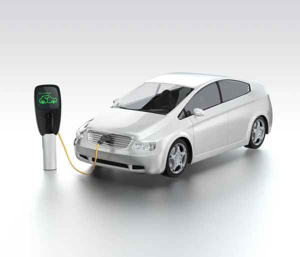 Electric car at charging station — Stock Photo, Image