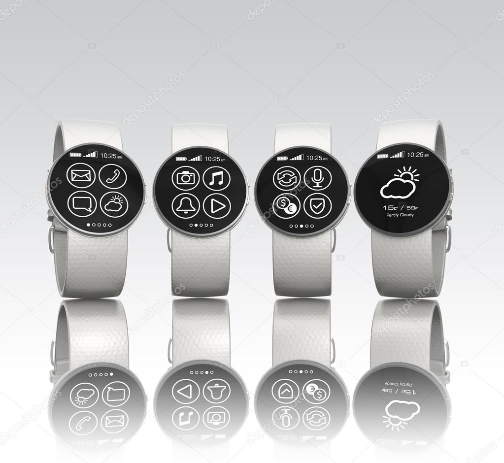 Smart watches isolated on gray background
