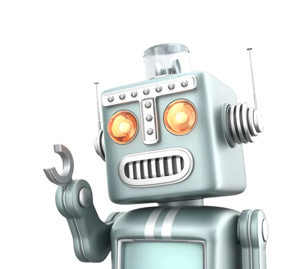 Cute vintage robot isolated on white background — Stock Photo, Image