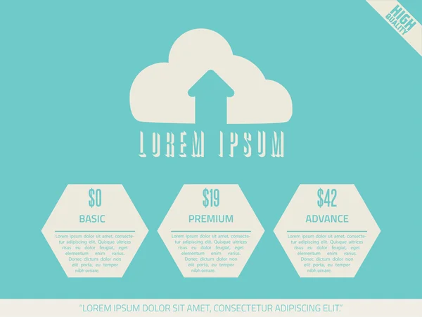 Tableaux de prix pour l'espace cloud — Image vectorielle
