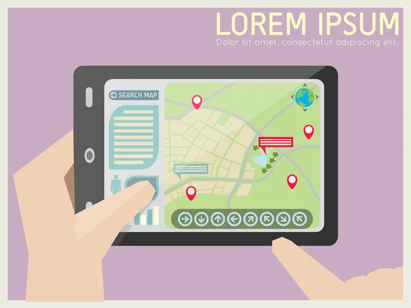 タブレット地図プレゼンテーション. — ストックベクタ