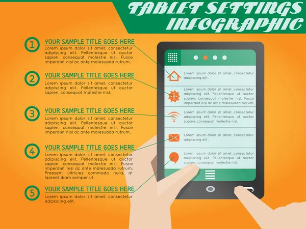 Configuración de la tableta vista previa infografía . — Archivo Imágenes Vectoriales