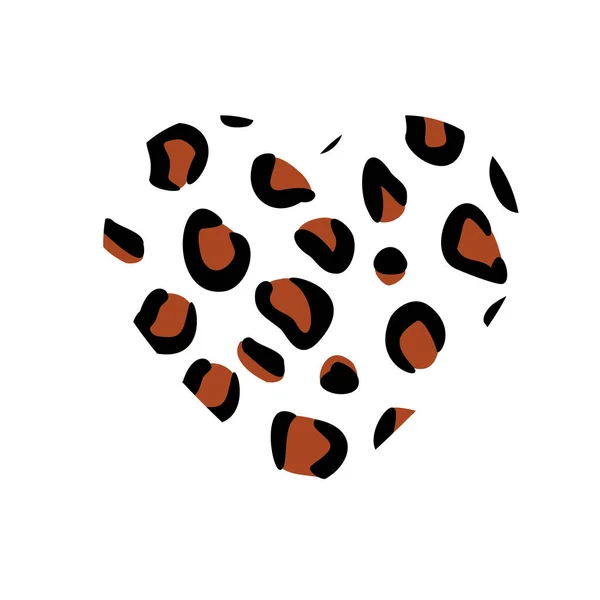 Amor Leopardo Simple Con Corazón Ilustración Vectorial Corazón Con Impresión — Vector de stock