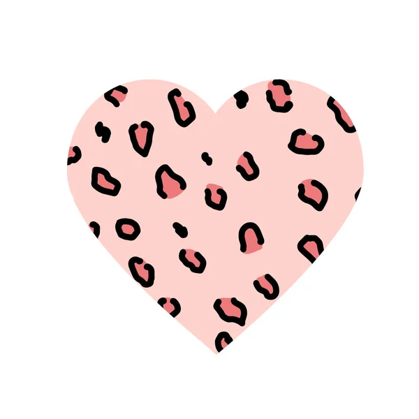 Amor Leopardo Simple Con Corazón Ilustración Vectorial Corazón Con Impresión — Vector de stock